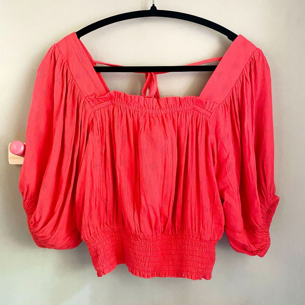 NWT Band of the Free Square Neck Smocked Hem Boho Top
